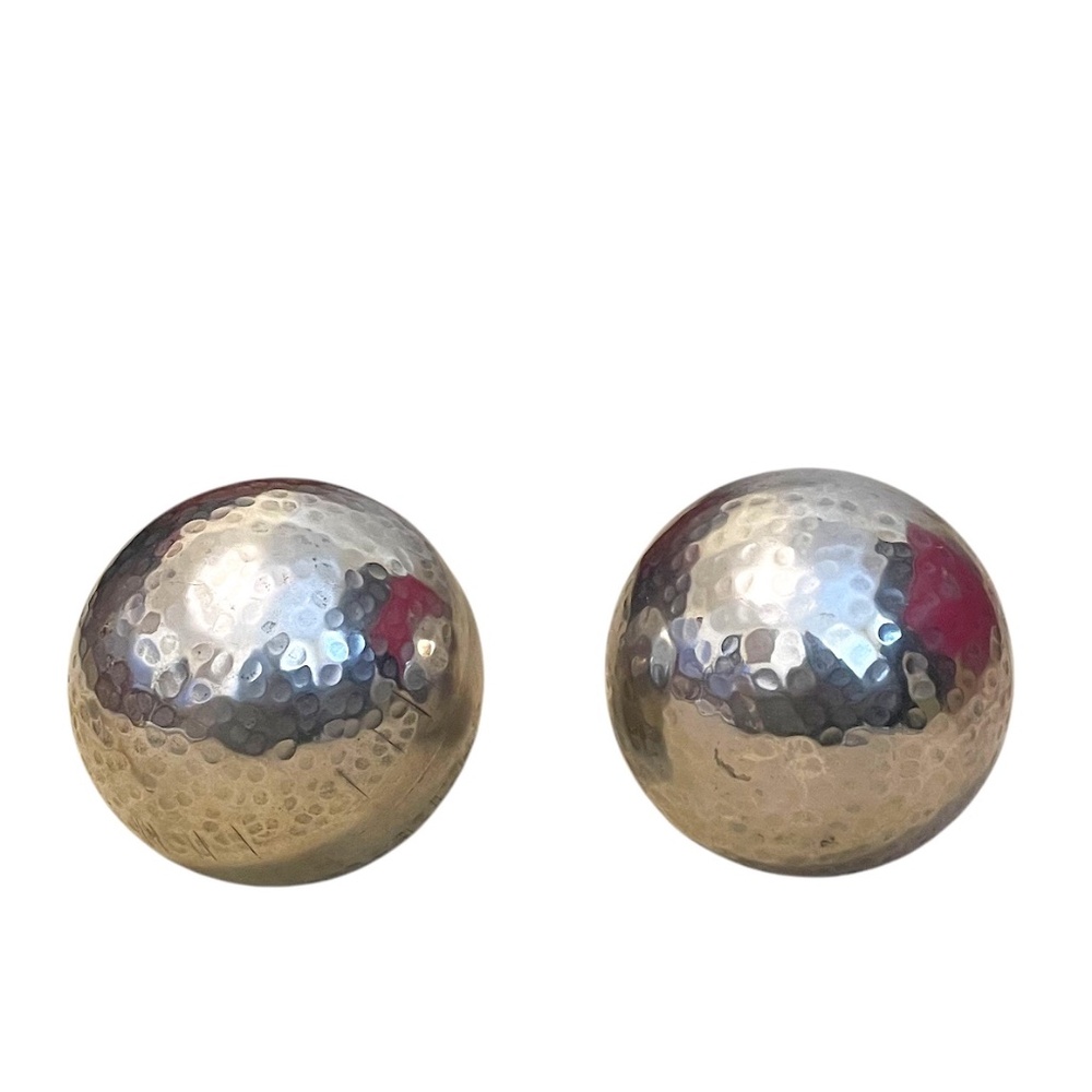 Set of 2 Pieces Mid‎ Century  Balls,Orbs, Spheres Hammered Style Stainless Steel